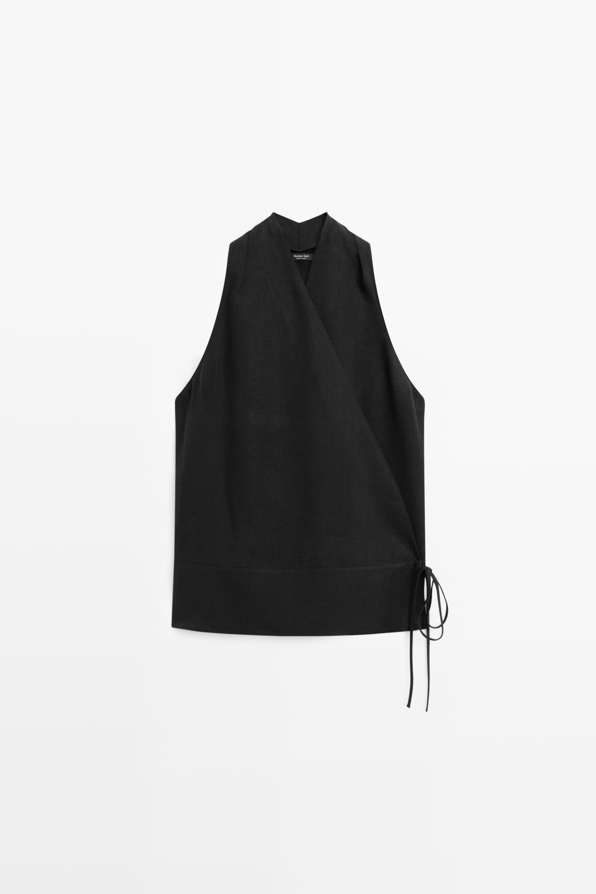 Draped surplice top with corset belt detail